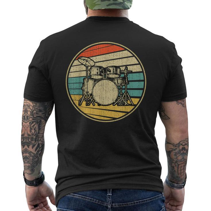 Drums Drummer Band Drumset Retro Vintage Drum Set 70S 80S Men's Back Print T-shirt