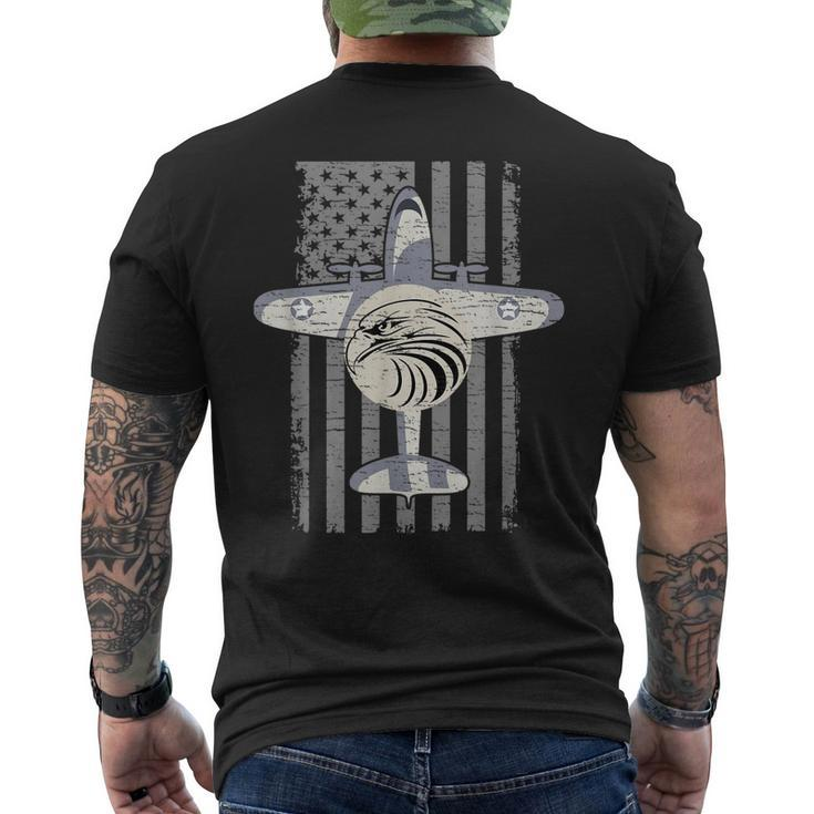 E2 Hawkeye Air Force Veteran Usa Military Flag Retro Men's Back Print T-shirt