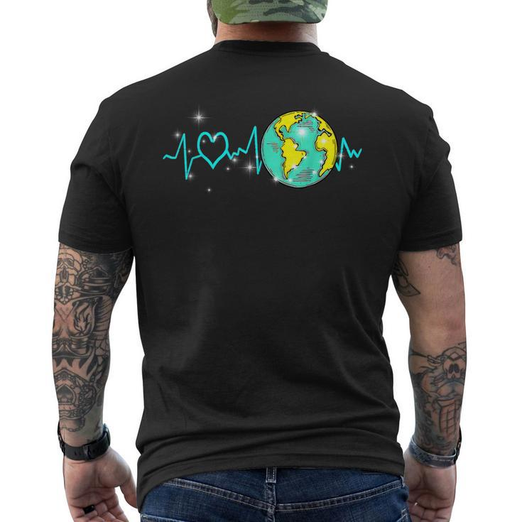 Earth Day Heartbeat Recycling Climate Change Activism Men's Back Print T-shirt