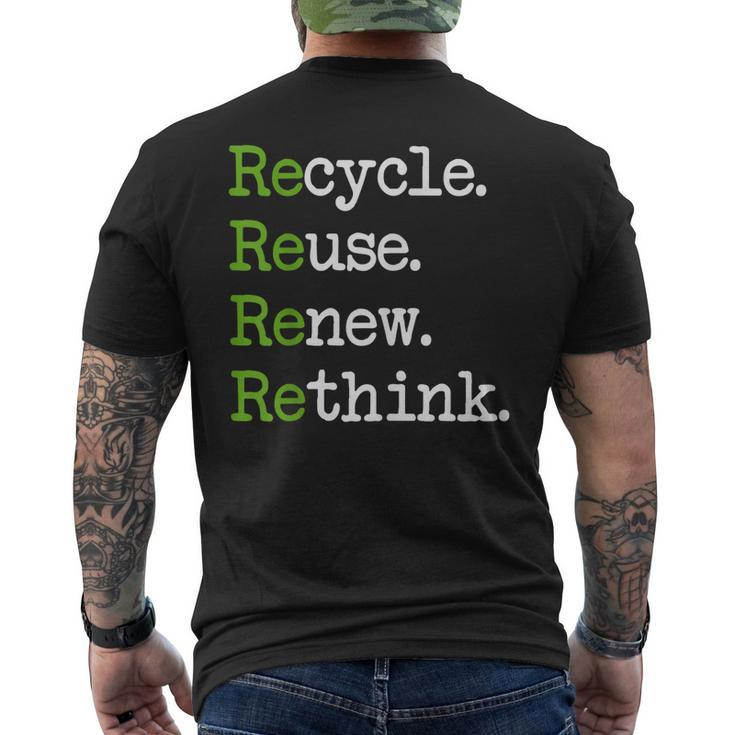 Earth Day Recycle Reuse Renew Rethink Environmental Activism Men's Back Print T-shirt