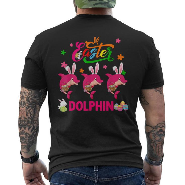 Easter Dolphin Three Cute Bunny Dolphins Hunting Eggs Basket Men's Back Print T-shirt