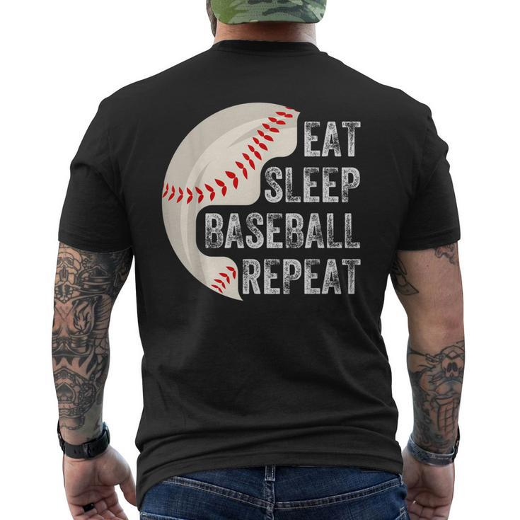 Eat Sleep Baseball Repeat Baseball Player Baseball Men's Back Print T-shirt