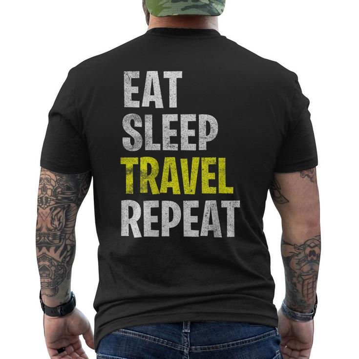 Eat Sleep Travel Repeat Vacation Holiday Men's Back Print T-shirt