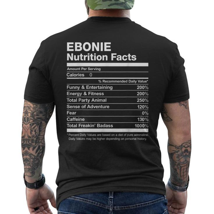 Ebonie Nutrition Facts Name Named Funny Mens Back Print T-shirt