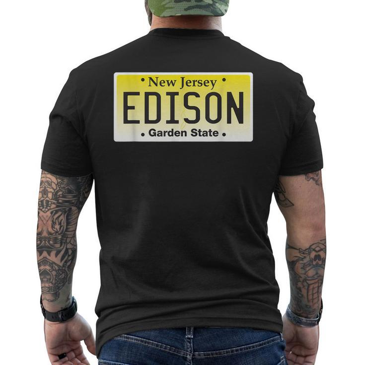 Edison New Jersey Nj License Plate Home Town Graphic Men's T-shirt Back Print
