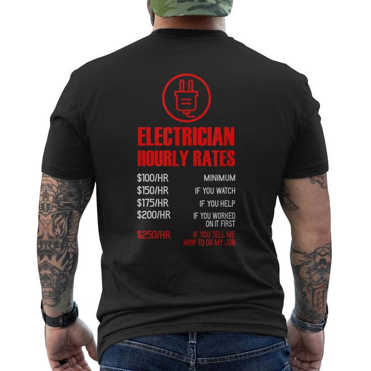 Electrician Hourly Rates  | Funny Mechanic  Idea Mens Back Print T-shirt