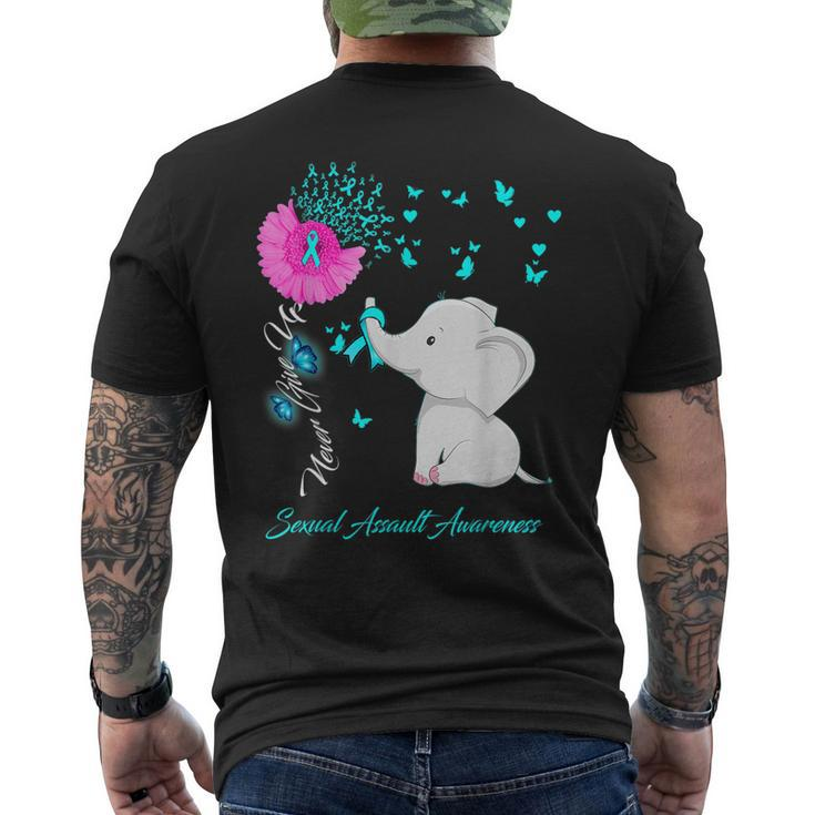 Elephant Sexual Assault Awareness - Sexual Assault Ribbon Men's Back Print T-shirt