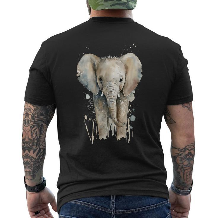 Elephant Watercolor Men's Back Print T-shirt