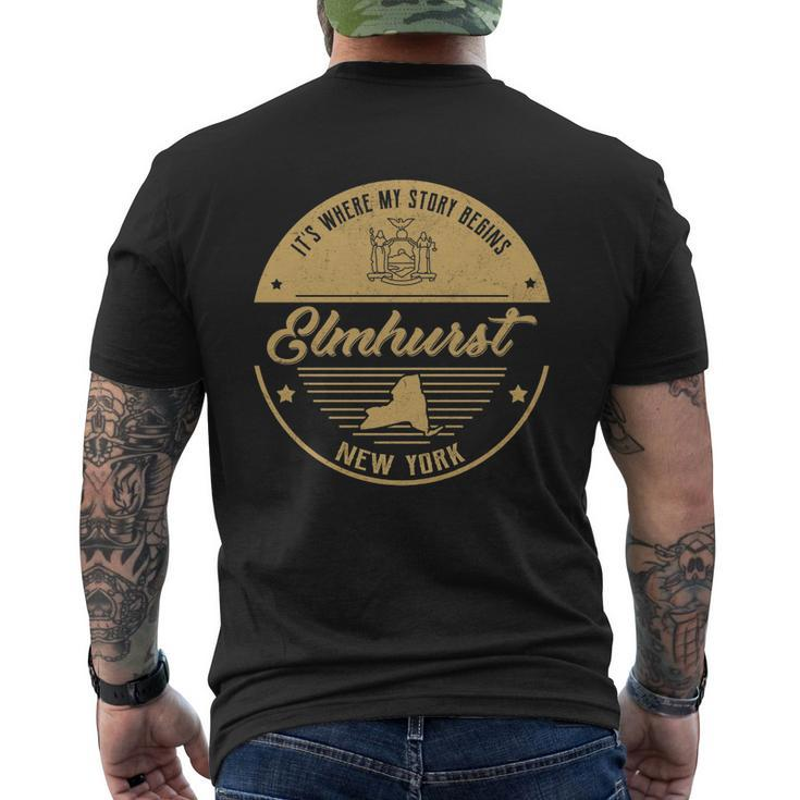 Elmhurst New York Its Where My Story Begins Men's T-shirt Back Print