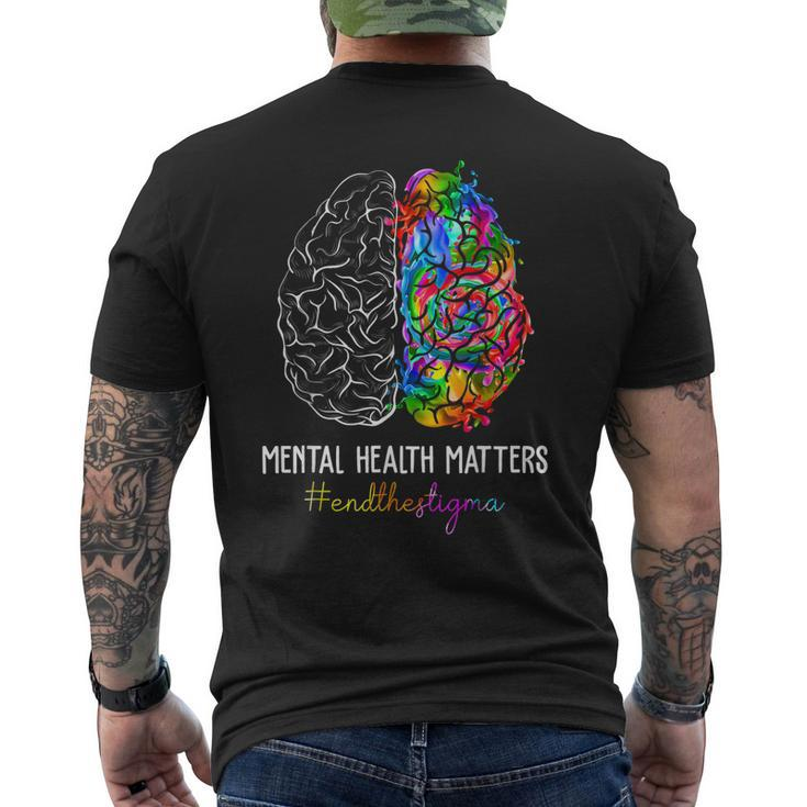 End The Stigma Mental Health Matters Mental Awareness Men's Back Print T-shirt