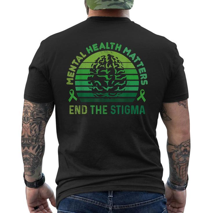 End The Stigma Mental Health Matters Mental Awareness Men's Back Print T-shirt