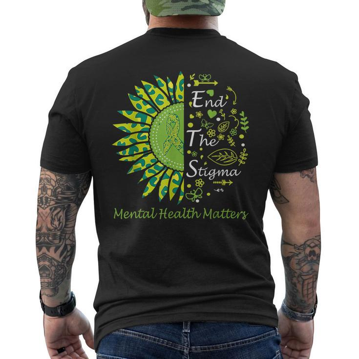 End The Stigma Mental Health Matters Ribbon Awareness Men's Back Print T-shirt