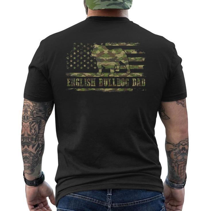 English Bulldog Dad Camouflage American Flag Patriotic Dog Gift For Mens Mens Back Print T-shirt