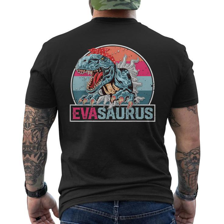 Eva Saurus Personalized Dinosaur T Rex Name Men's Back Print T-shirt