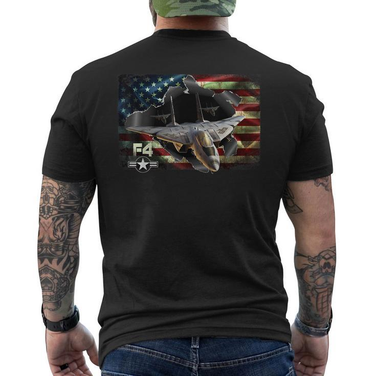 F4 Phantom Ii Air Force Military Veteran Pride Us Flagusaf Mens Back Print T-shirt
