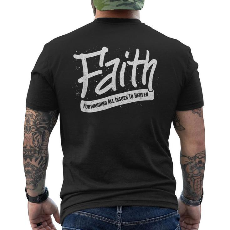 Faith Forwarding All Issues To Heaven Christian Saying Men's T-shirt Back Print
