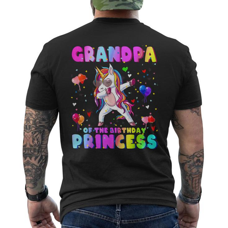 Family Matching Birthday Princess Dabbing Unicorn Grandpa Men's Back Print T-shirt