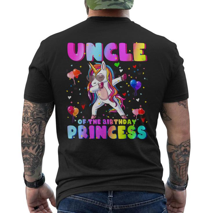 Family Matching Birthday Princess Girl Dabbing Unicorn Uncle Men's Back Print T-shirt