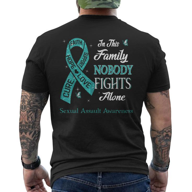 In This Family Nobody Fights Alone Sexual Assault Awareness Men's Back Print T-shirt