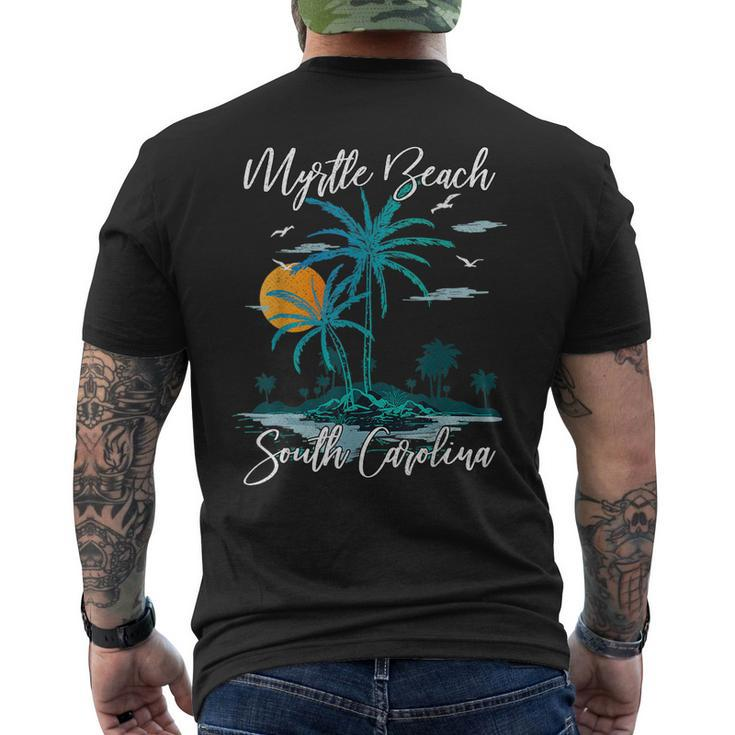 Family Vacation Retro Sunset South Carolina Myrtle Beach Men's Back Print T-shirt