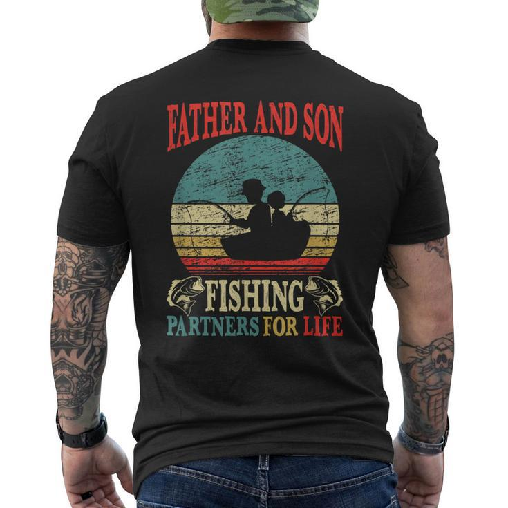Father Son Fishing Partners For Life Vintage Dad Matching Men's T-shirt Back Print
