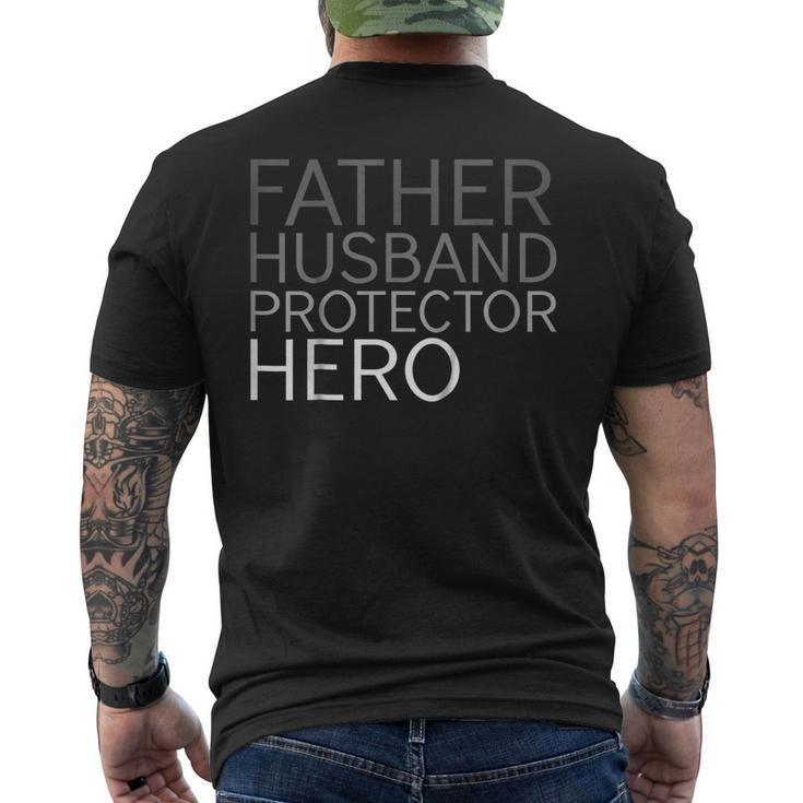 Fathers Day Father Husband Protector Hero Men's Back Print T-shirt