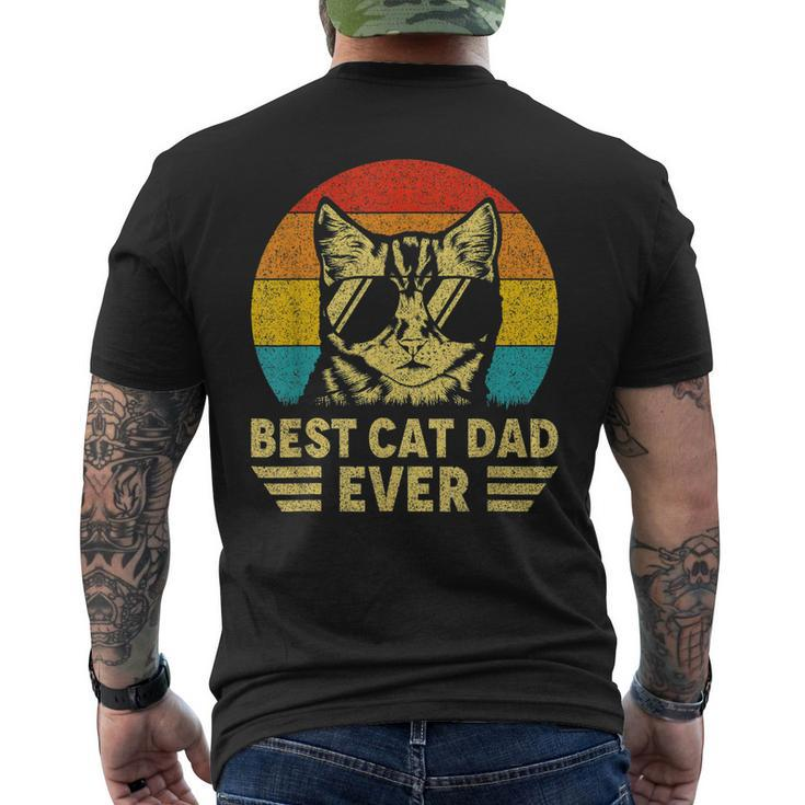 Fathers Day Vintage Best Cat Dad Ever Retro Gift For Cat Mens Back Print T-shirt