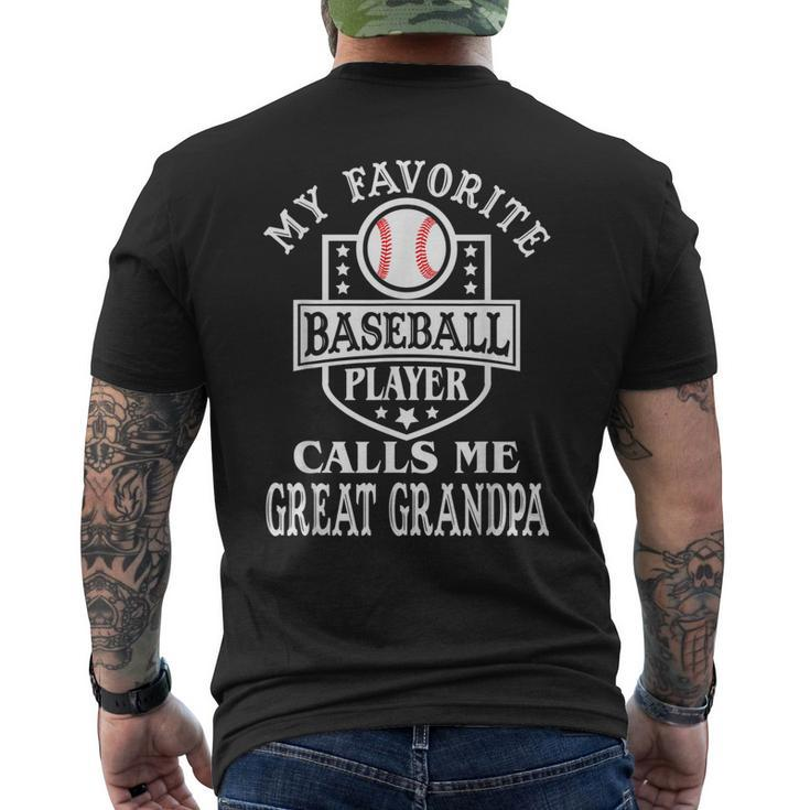 My Favorite Baseball Player Calls Me Greatgrandpa Baseball Men's Back Print T-shirt