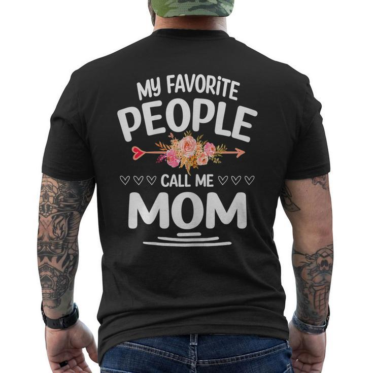 Womens My Favorite People Call Me Mom Floral Men's Back Print T-shirt