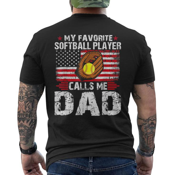 My Favorite Softball Player Calls Me Dad Softball Dad Men's Back Print T-shirt