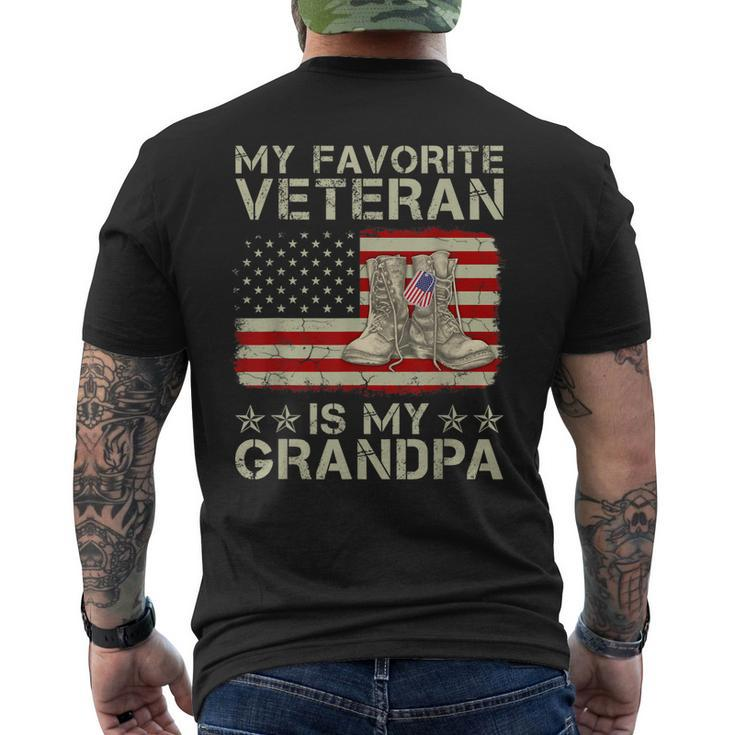 My Favorite Veteran Is My Grandpa Combat Boots American Flag Men's T-shirt Back Print
