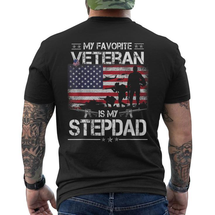 My Favorite Veteran Is My Stepdad - Flag Father Veterans Day Men's T-shirt Back Print