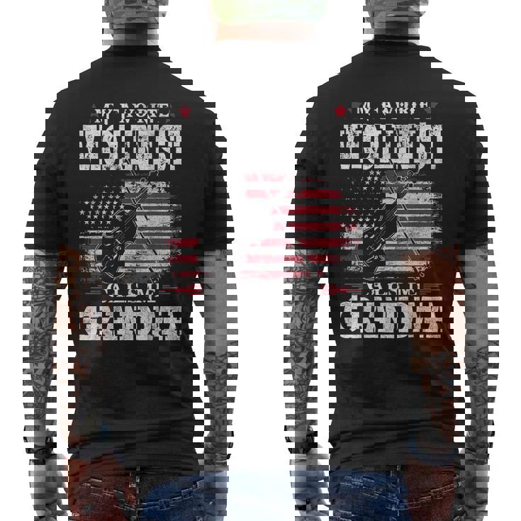 My Favorite Violinist Calls Me Grandma Usa Flag Mother Men's Back Print T-shirt My Favorite Violinist Calls Me Grandma Usa Flag Mother Men's Back Print T-shirt