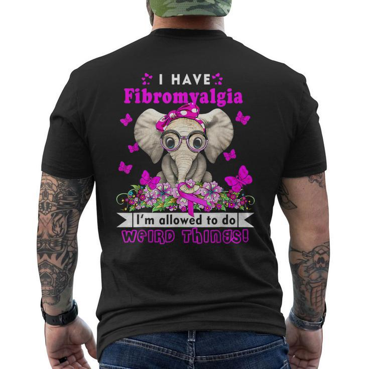 I Have Fibromyalgia Awareness Month Elephant Purple Ribbon Men's Back Print T-shirt