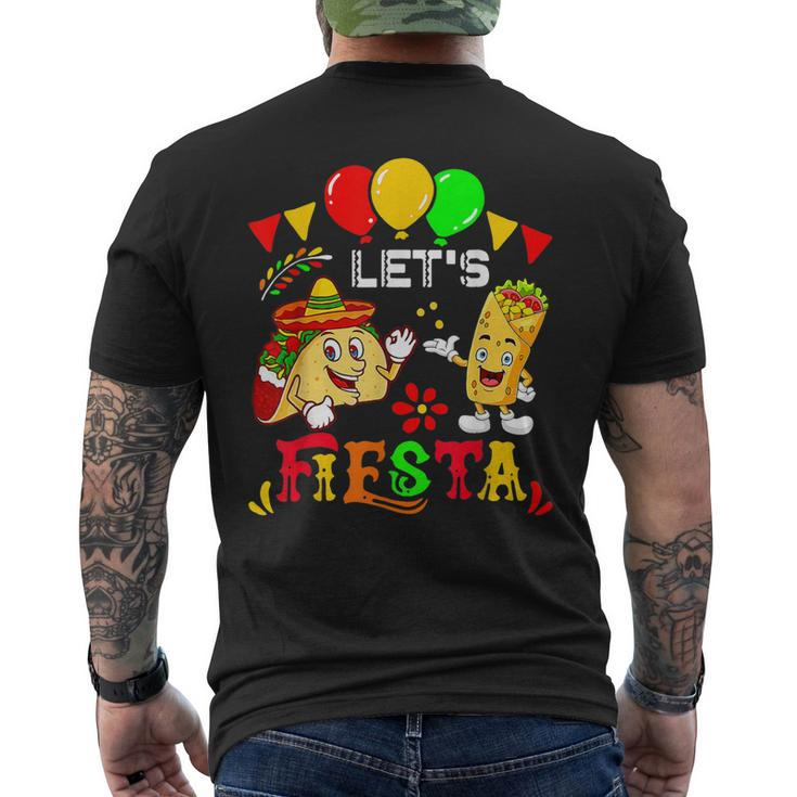 Lets Fiesta Burrito And Tacos Cinco De Mayo Mexican Party Men's Back Print T-shirt