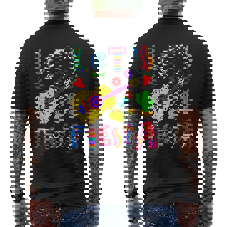 Lets Fiesta Cinco De Mayo Mexican Guitar Fiesta Men's Back Print T-shirt