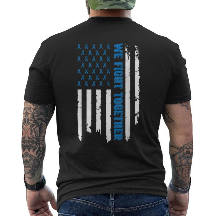 We Fight Together Usa Flag Ribbon Colorectal Cancer Men's Back Print T-shirt
