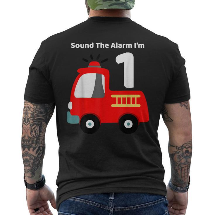 Fire Fighter Truck 1 Year Old Birthday 1St Bday Men's T-shirt Back Print