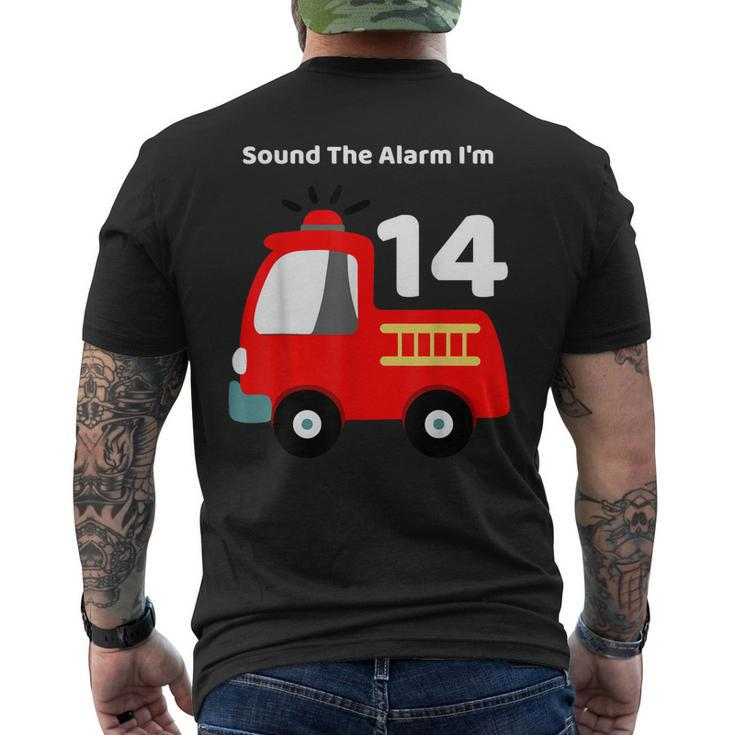 Fire Fighter Truck 14 Year Old Birthday 14Th Bday Men's T-shirt Back Print
