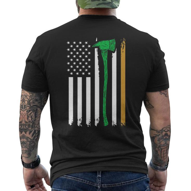 Firefighter American Flag Irish Ireland Fireman Men's T-shirt Back Print