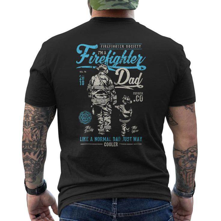 Firefighter Fathers Day Retro Dad Xmas Men's Back Print T-shirt