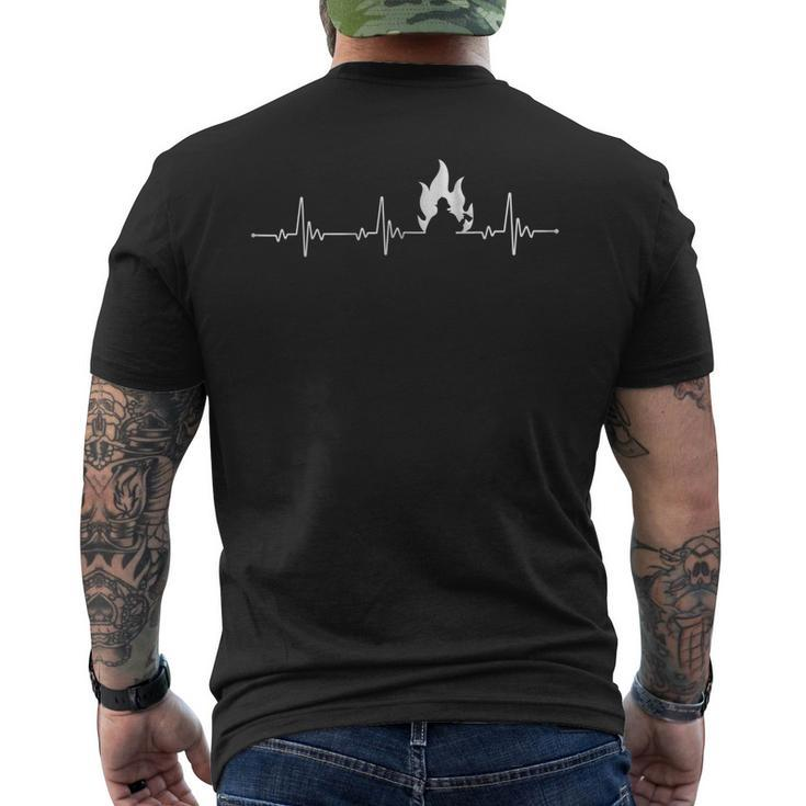 Firefighter Heartbeat Fire Rescue Vintage Proud Fire Fighter Men's T-shirt Back Print