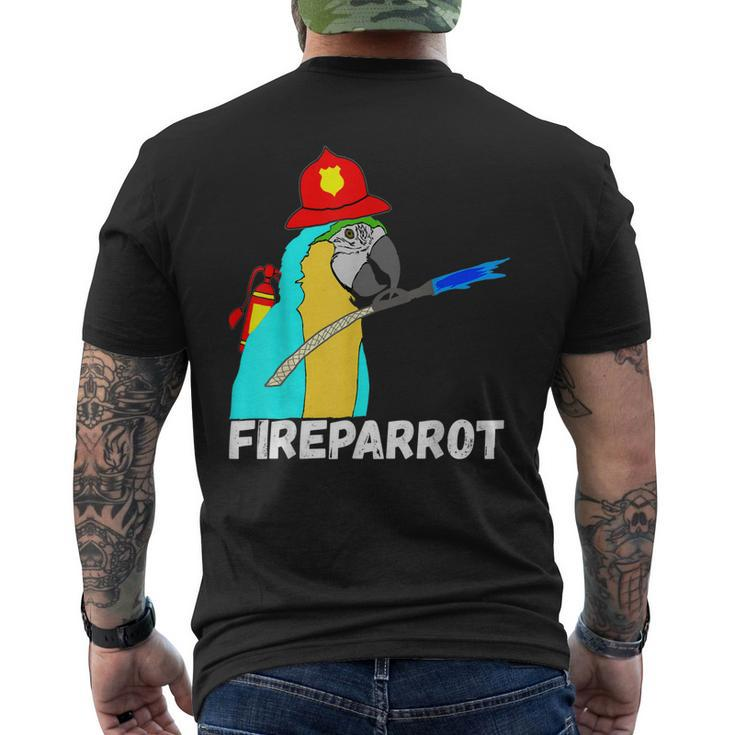 Firefighter Parrot Exotic Bird Fireman Fire Fighter Men's T-shirt Back Print