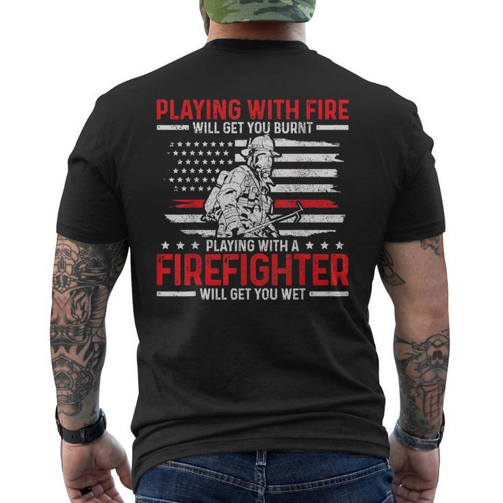Mens Firefighter Quote Fireman Patriotic Fire Fighter Men's T-shirt Back Print