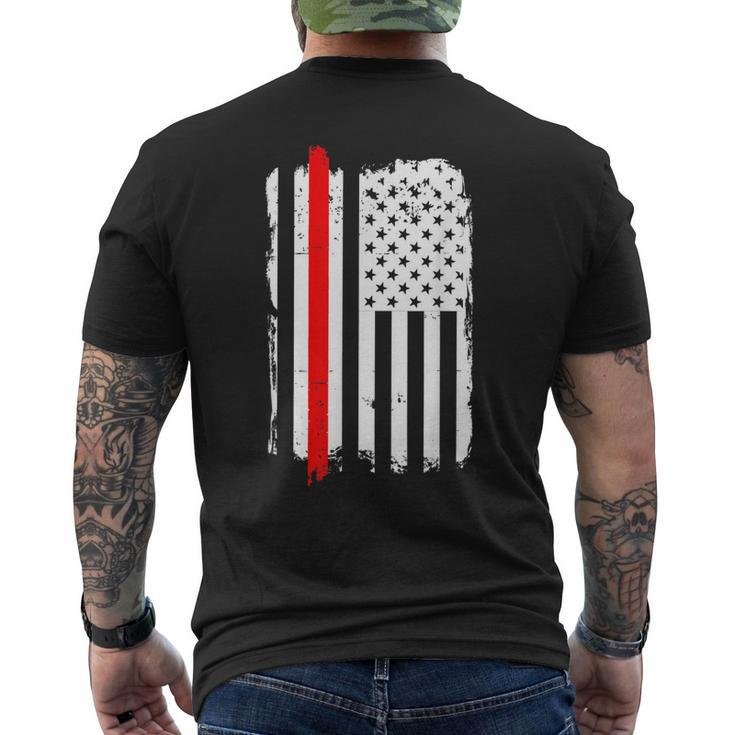 Firefighter Thin Red Line Amercian Flag Usa Men's T-shirt Back Print