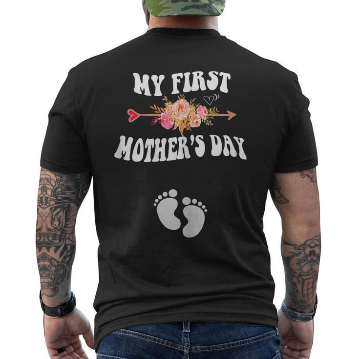 Womens My First Pregnancy Announcement New Mom 2023 Men's Back Print T-shirt