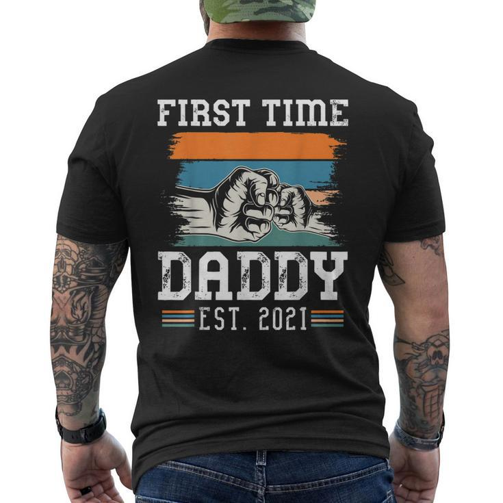 First Time Dad Est 2021 New Dad Retro Vintage Colors Men's T-shirt Back Print