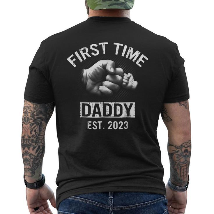First Time Daddy New Dad Est 2023 Fathers Day GiftMens Back Print T-shirt