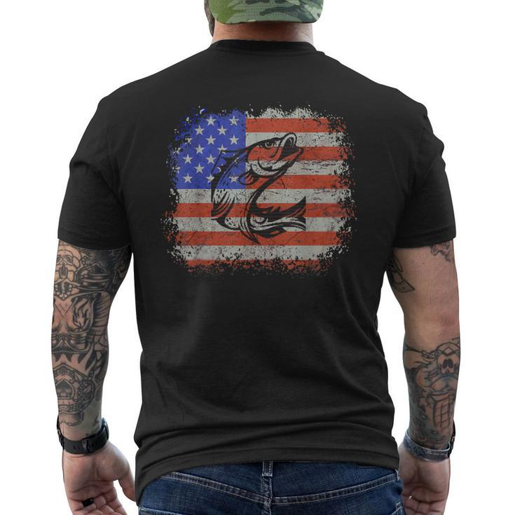 Fishing American Flag Fishing Fisherman Mens Back Print T-shirt