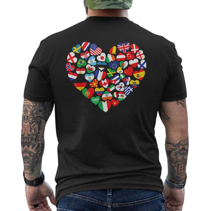 Flags Of Countries Of The World International Flag Heart Men's Back Print T-shirt